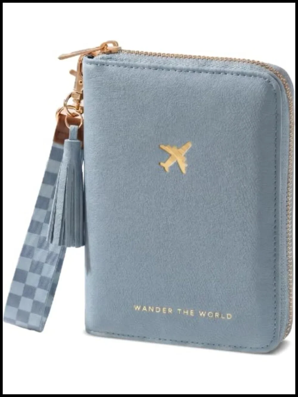 Passport Holder Travel Wallet with Wristlet Strap RFID Blocking Faux Leather